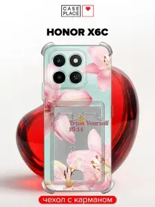 Чехол на Honor X6c (Хонор Х6с) с карманом и принтом "Trust yourself"