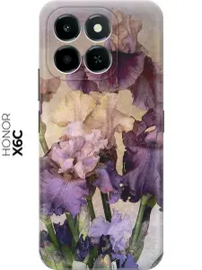 Силиконовый чехол на Honor X6C с принтом "Фиолетовые цветы"