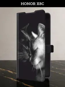 Чехол-книжка на Honor X8c (Хонор X8c) с картой кот