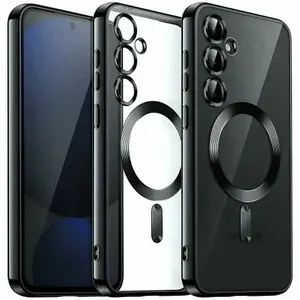 Премиальный чехол для Samsung S25 FE противоударный с поддержкой беспроводной зарядки с защитой камер черный