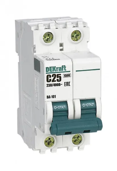 DEKraft Автоматический выключатель 2Р 25А C ВА-101 4,5кА, 11068DEK