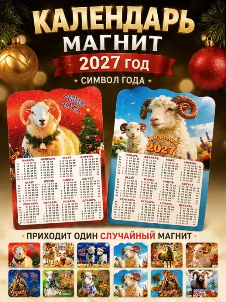 Календарь 2027 магнитный сувенирный сюрприз