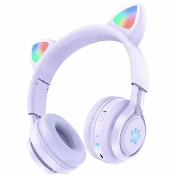 Наушники Hoco W39, детские, Bluetooth 5.3, 12 ч работы, с подсветкой, фиолетовые
