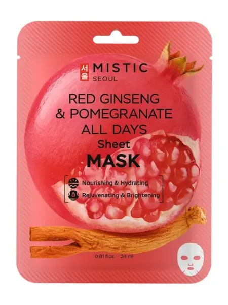 Маска для лица Red Ginseng & Pomegranate тканевая 24 мл MISTIC