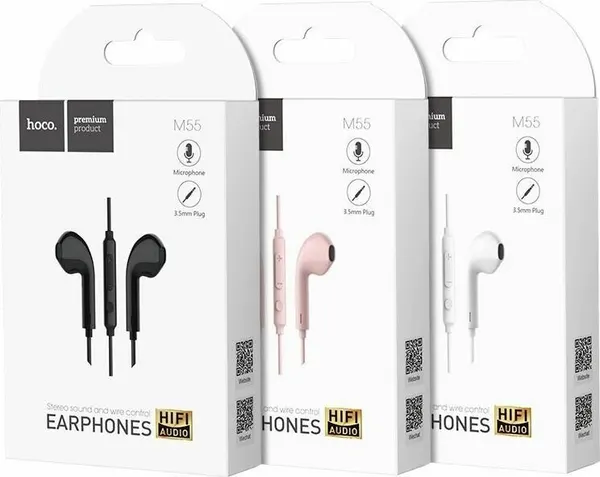 Наушники проводный HOCO для телефона M55 MEMORY SOUND, розовый