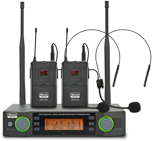 Xline MD-272B радиосистема двухканальная c двумя поясными передатчиками и головными гарнитурами