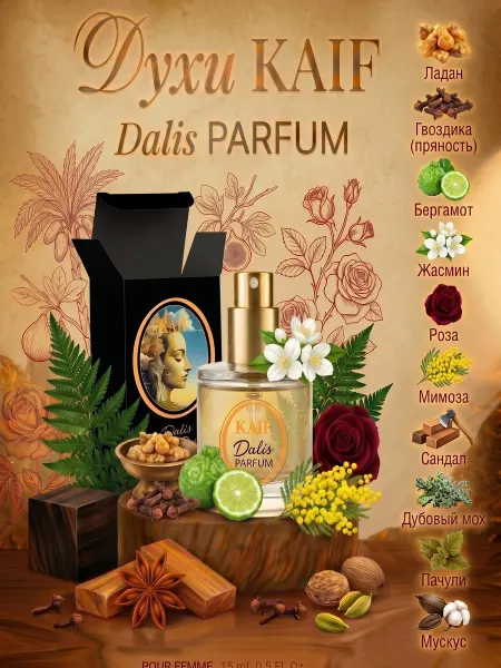 KAIF Духи стойкие Дали черный Parfum 15 мл Salvador Dali