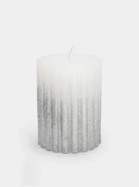 Свеча, 10 см, цилиндрическая, серебристая, Column