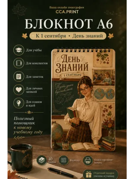 Блокнот А6 в клетку к 1 сентября CCA print store