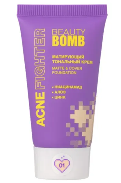 Тональный крем Beauty Bomb, Acne Fighter, Shade 01, матирующий, 25 мл