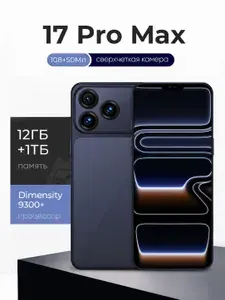 Смартфон X1ao Mi 17 Pro Max，Андроид 14，5G(LTE) Ростест (EAC) 12/1 ТБ, Nano-SIM, черный матовый, темно-синий