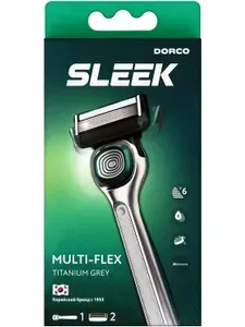 Dorco Sleek Бритва (1 станок, 2 кассеты), 6 лезвий + 1 лезвие-триммер