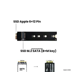 Адаптер-переходник для установки SSD M.2 2230-2280 SATA (B+M key) в разъем 6+12 Pin на MacBook Air 11" A1370 / 13" A1369, Late 2010 - Mid 2011, NFHK N-2010N