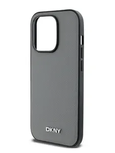 Чехол DKNY PU Grained MagSafe на Apple iPhone 14 Pro Max из зернистой экокожи, с металлическим логотипом, с функцией Магсейф, серый