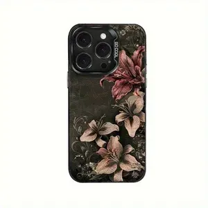 Чехол на Айфон 14 Про / iPhone 14 Pro чёрный с Темные лилии