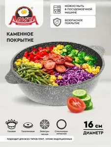 Сковорода маленькая антипригарная 16 см литая, глубокая, с покрытием