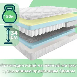 Матрас 160x200 двуспальный, Матрасович Performance пружинный с эффектом памяти ортопедический анатомический для сна