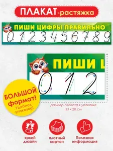 Обучающий плакат "Пиши цифры правильно", 168 см.