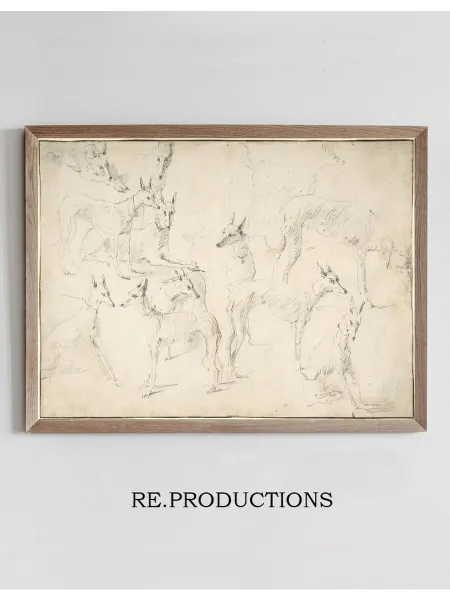 Re.productions Постер Studies of Hounds - David Teniers The Younger