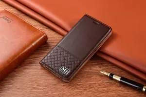 Чехол-книжка MyPads Premium Immagine для Infinix Note 30 VIP из импортной натуральной кожи, дорогой элитный, с элегантной стеганой прошивкой коричневый MyPads
