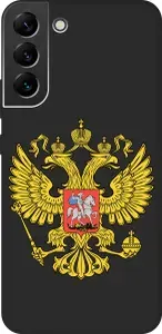 Матовый Soft Touch силиконовый чехол на Samsung Galaxy S22+ / Самсунг С22 Плюс с 3D принтом "Patriot" черный