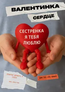 Подарок сестре, открытка, валентинка, 3Д сердце