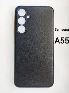 Samsung Galaxy A55 5G, 4G силиконовый чёрный чехол из эко-кожи для самсунг галакси а55 накладка, бампер