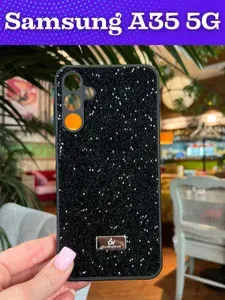 Чехол со стразами для Samsung A35 5G / Самсунг А35 5G , чёрный защитный, премиум дизайн the bling world