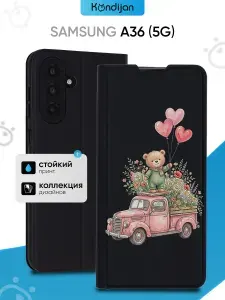 Чехол на Samsung A36 5G с рисунком, противоударный, с магнитом, черный с принтом СЧАСТЬЕ В ПУТИ / Самсунг Галакси А36 А366