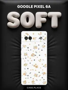 Чехол на Google Pixel 6A Soft Touch с принтом "Бежевые цветочки паттерн"