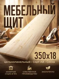 Мебельный щит 900х350х18 мм цельноламельный хвоя АВ