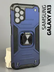 Чехол на Samsung Galaxy A13 / Чехол на Самсунг А13 противоударный, с магнитным кольцом, синий
