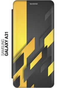 Чехол-книжка на Samsung Galaxy A31 / Самсунг А31 с принтом "Черно-желтая абстракция" черный
