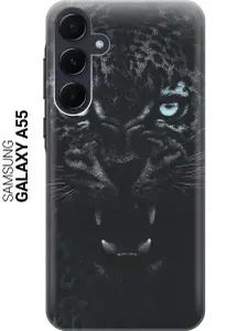 Силиконовый чехол на Samsung Galaxy A55 / Самсунг А55 с рисунком "Голубоглазая пантера"