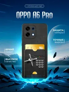 Силиконовый чехол с отсеком для карт для OPPO A6 Pro (Оппо А6 Про) с картой, с принтом, прозрачный