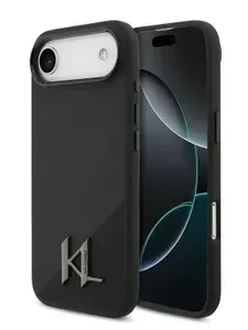 Чехол Karl Lagerfeld на iPhone Air, Liquid silicone MagSafe, силиконовый, с покрытием Soft-Touch, с металлическими защитой камеры, кнопками и логотипом Shadow, черный