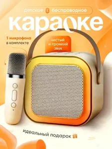 Караоке станция, портативная музыкальная колонка, детская караоке колонка, музыкальный центр с микрофоном, Bluetooth,на подарок
