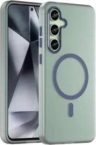Чехол на Samsung Galaxy S24 FE MagSafe силиконовый матовый синий