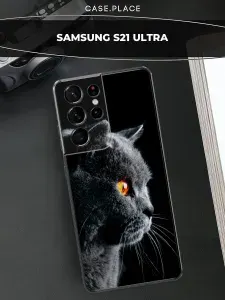 Чехол на Самсунг S21 Ultra кот