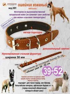 Ошейник для собак средних пород кожаный