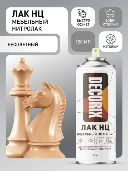 Decorix Нитро лак для дерева и мебели матовый аэрозольный 520 мл 2шт