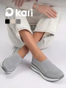 Слипоны Kari женские на платформе серые