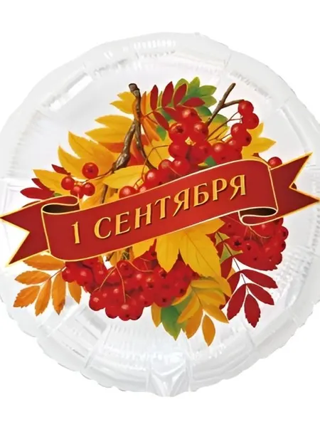 Фольгированный шар с надписью и рисунком "1 сентября рябина" , 46 см