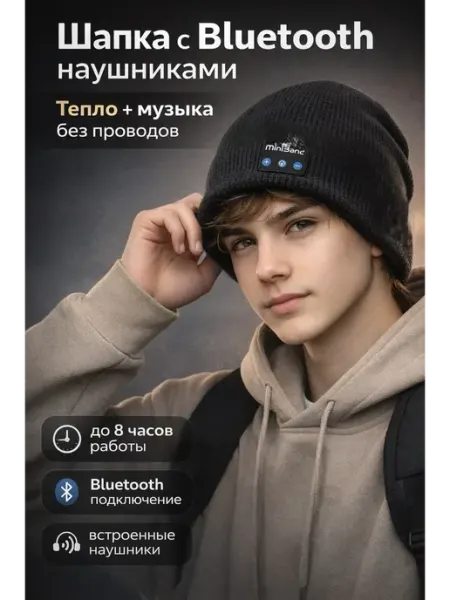 Шапка с Bluetooth наушниками MiniBand — музыка без проводов ДК3