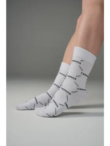 Носки с надписью СИМПА белые высокие Poker Socks