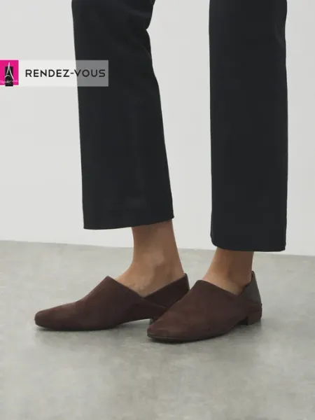 Туфли слиперы замшевые мягкие с квадратным носом Tendance