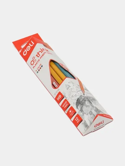 Карандаш Deli EU50000 в упаковке, 12 шт, чёрный