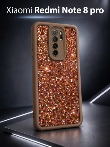 Чехол на Xiaomi Redmi Note 8 Pro защитный с блёстками ЧЕХОЛБЕРИ