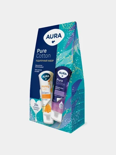 Набор косметический Aura Pure Cotton крем для рук питательный 75 мл + ночной 75 мл - Наборы косметики для ухода за телом