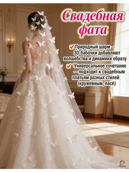 Фата свадебная длинная，Длина 2 м